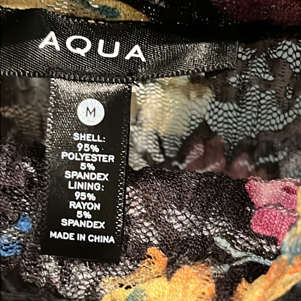AQUA Puckered Lace Dress Floral/Mulit - Picture 6 of 14
